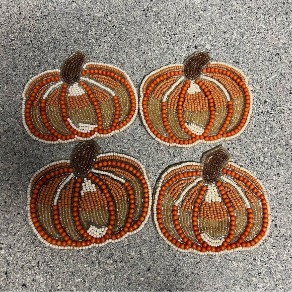 Nicole Miller Home Beaded Pumpkin Coasters - set of 4 - Picture 1 of 5